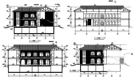 2层欧陆风格近代史博物馆服务楼建筑CAD施工图纸 - 4