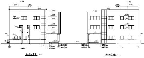现代风格框架结构3层化工厂办公楼建筑施工CAD图纸 - 2