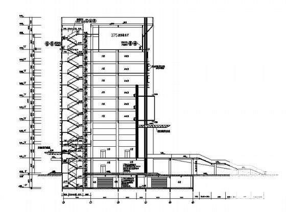 高新技术创业服务中心11层现代风格办公楼建筑施工CAD图纸（人防） - 3