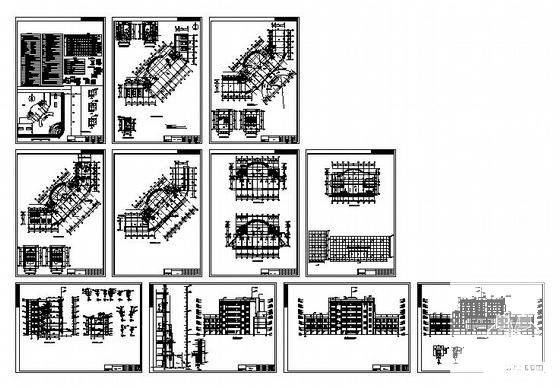 6层转角式办公楼建筑施工CAD图纸 - 1