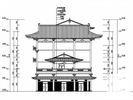 4层传统唐式风格商业步行街建筑施工CAD图纸 - 2