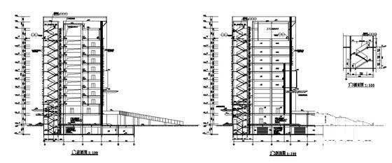高新技术开发区框架结构11层创业服务中心建筑施工CAD图纸（节能设计） - 4