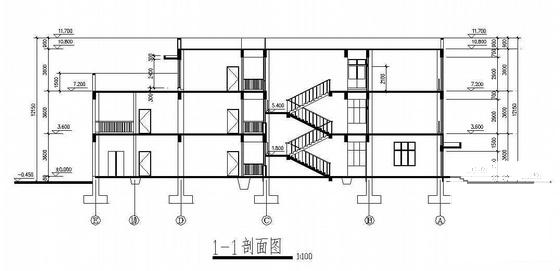 3层框架结构办公大楼建筑结构水电CAD施工图纸 - 4