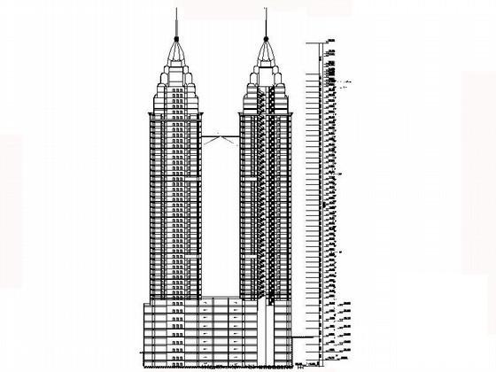 45层双塔商业综合体建筑施工CAD图纸（152米） - 3