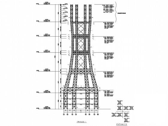 新一代钢桁架结构天气雷达塔楼结构CAD施工图纸（框架剪力墙桩基础） - 4