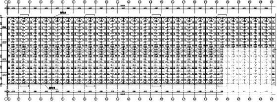 36米跨门式钢架蔬菜车间建筑结构图纸（门式结构独立基础）(平面布置图) - 1