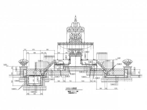 景区新增水景、门房、水池结构CAD施工图纸(平面布置图) - 3