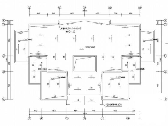 3层剪力墙结构公寓楼结构CAD施工图纸（条形基础）(地下室平面图) - 1