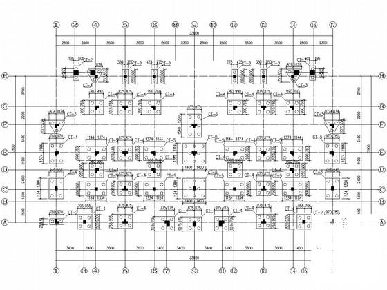 3层框架结构住宅楼结构CAD施工图纸（桩基础）(平面布置图) - 3