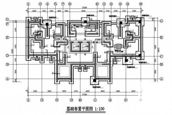 6度抗震框架结构地下车库结构CAD施工图纸(平面布置图) - 1