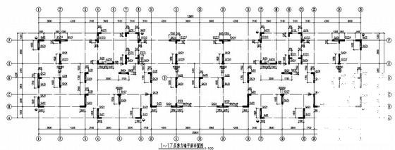 17层剪力墙结构住宅楼结构CAD施工图纸（筏型基础）(平面布置图) - 2