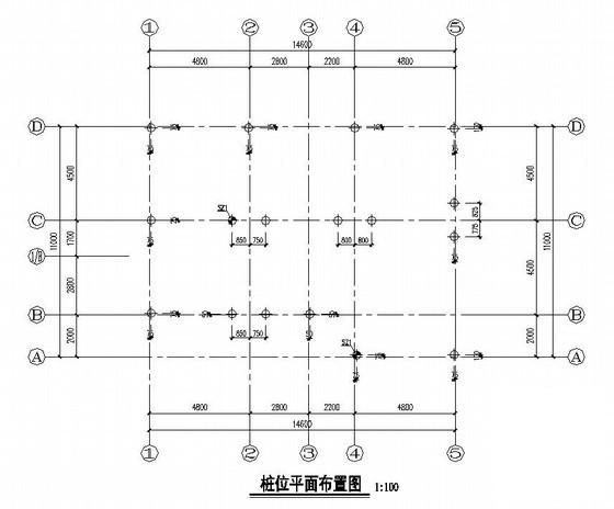 2层框架公园景观办公楼结构CAD施工图纸（桩基础） - 1