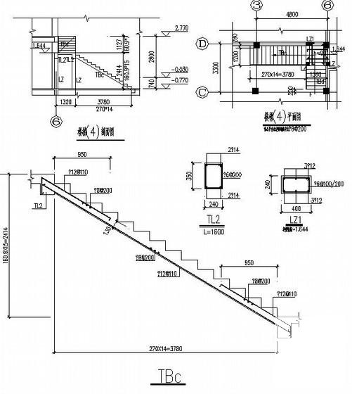 框架结构住宅结构CAD施工图纸（6层坡屋顶带阁楼） - 4