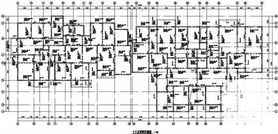地下2层地上18层剪力墙商住楼结构CAD施工图纸（筏型基础7度抗震）(平面布置图) - 2