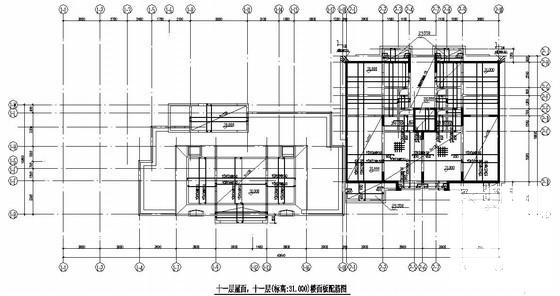 框架剪力墙结构住宅楼结构CAD施工图纸（11层桩基础） - 1