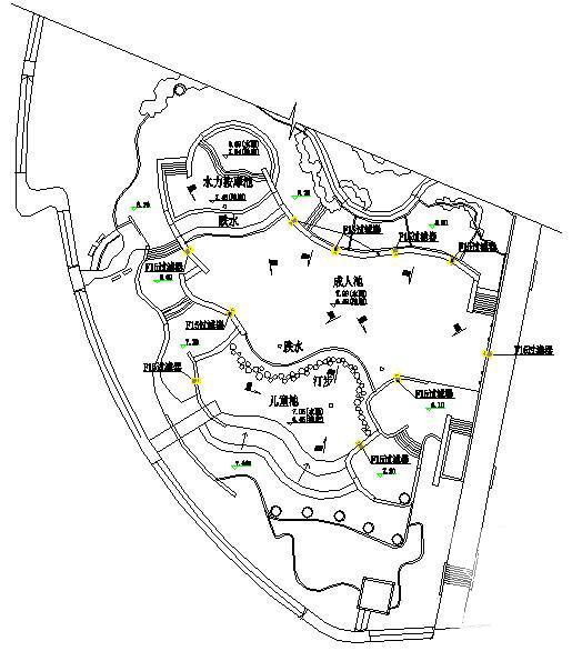 戴思乐泳池在大型室外景观游泳池的平面图纸 - 1