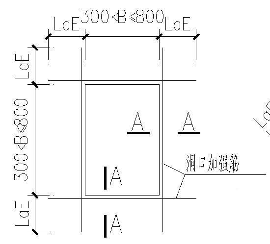 混凝土墙洞口加强大样节点构造详图(3个节点) - 1