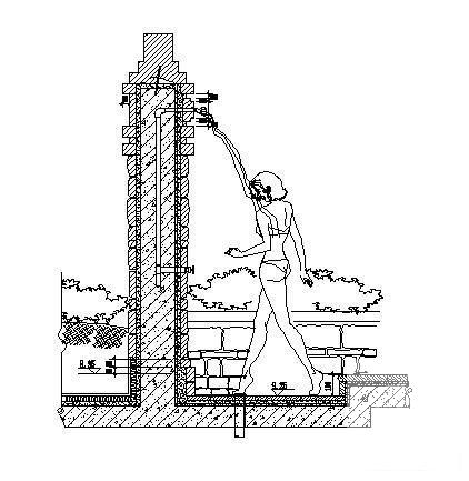 喷水景柱详图纸剖面图 - 1