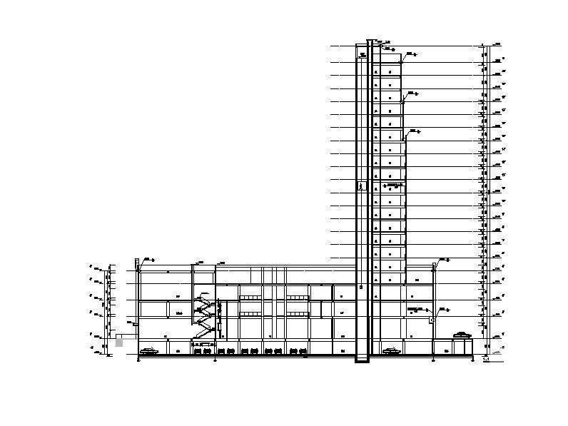 高层框架结构塔式酒店建筑CAD施工图纸 - 2