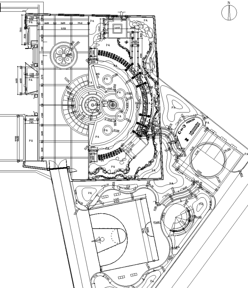 现代田园自建私家别墅花园扩初设计图分区二平面图1