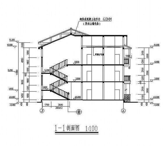 3层民居式度假村招待所CAD施工图纸(钢筋混凝土) - 2