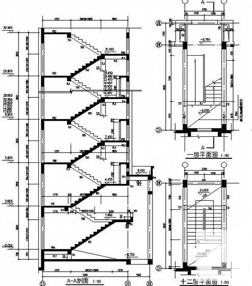 框架剪力墙住宅楼结构CAD施工图纸（11层桩基础） - 3