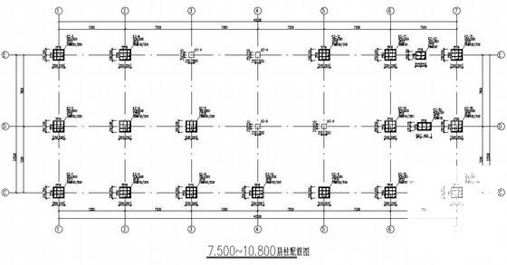 框架结构办公楼结构CAD施工图纸（3层独立基础）(平面布置图) - 2