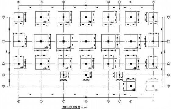 框架结构办公楼结构CAD施工图纸（3层独立基础）(平面布置图) - 3