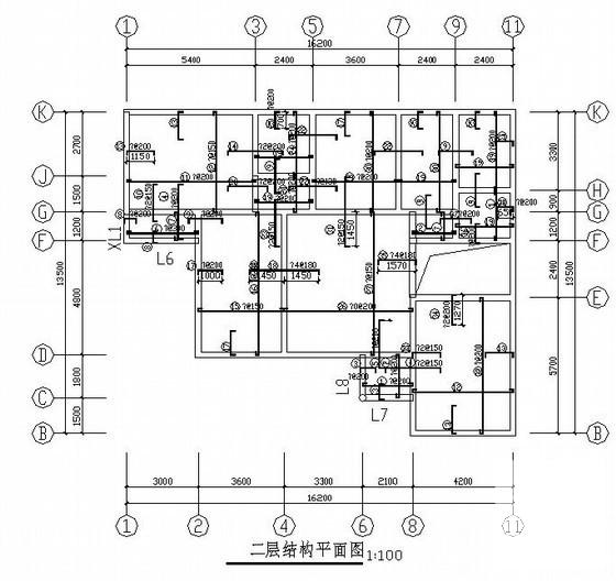 14层桩基础框剪住宅楼结构CAD施工图纸(平面布置图) - 1