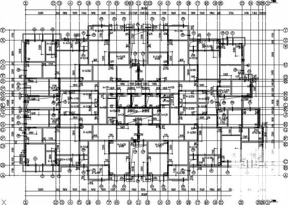 33层剪力墙住宅楼结构CAD施工图纸（桩基础）(底板平面图) - 3