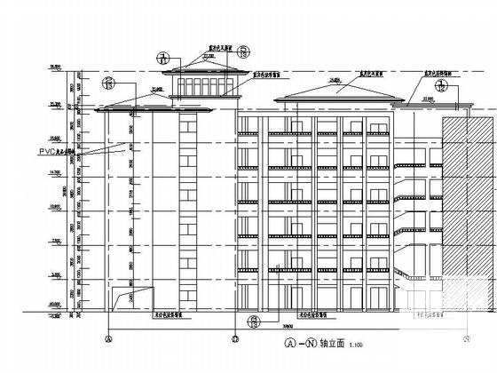 6层框架结构瓦屋面县级中学教学综合楼建筑施工CAD图纸 - 5