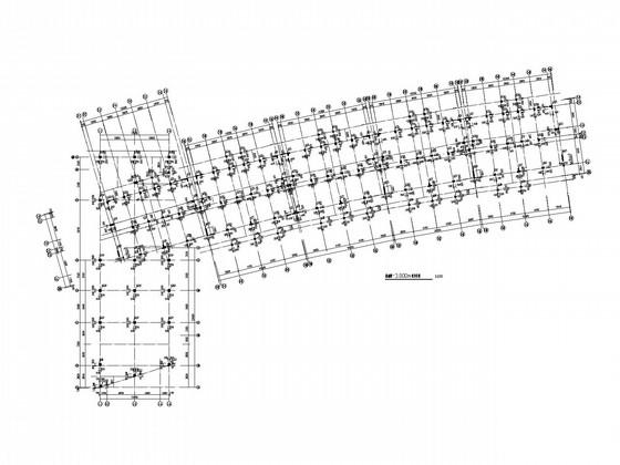 弧形6层框架住宅楼结构CAD施工图纸(夯式灌注桩)(平面布置图) - 1