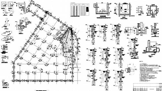 6层桩基础框架结构办公楼结构CAD施工图纸（地下2层）(平面布置图) - 3