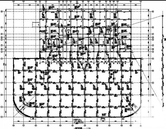 15层框剪商务楼带地下车库结构CAD施工图纸(平面布置图) - 1