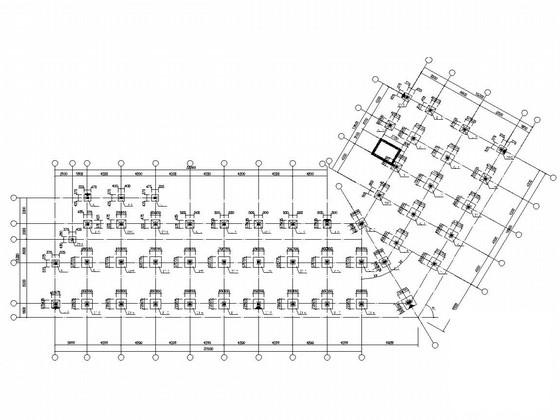 造船厂4层框架结构宿舍楼结构CAD施工图纸(基础平面布置) - 1