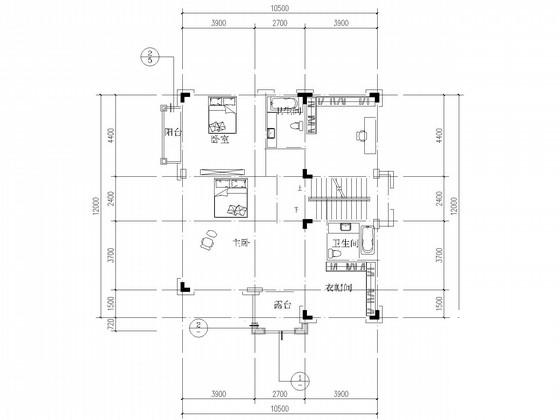 3层框架坡屋顶别墅结构CAD施工图纸(建施) - 1