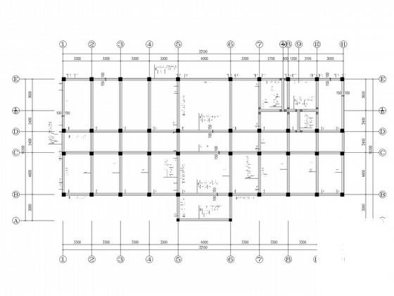 4层框架办公楼及单层车库结构CAD施工图纸(平面布置图) - 1