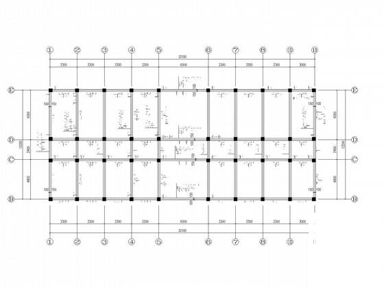 4层框架办公楼及单层车库结构CAD施工图纸(平面布置图) - 2