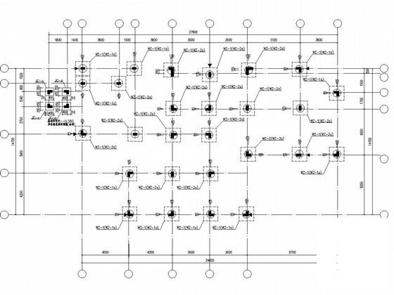 3层框架别墅结构CAD施工图纸（人工挖（扩）孔桩、双拼）(平面布置图) - 1