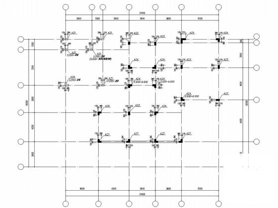 3层框架别墅结构CAD施工图纸（人工挖（扩）孔桩、双拼）(平面布置图) - 5