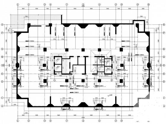 23层混凝土框架核心筒住宅楼结构CAD施工图纸(筏板基础)(一层剪力墙) - 2