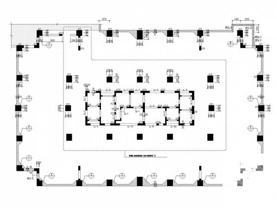 23层混凝土框架核心筒住宅楼结构CAD施工图纸(筏板基础)(一层剪力墙) - 3
