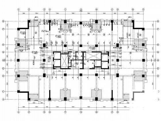 23层混凝土框架核心筒住宅楼结构CAD施工图纸(筏板基础)(一层剪力墙) - 4