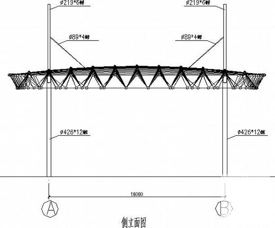 椭圆形区界收费站网架结构CAD施工图纸(平面布置图) - 2