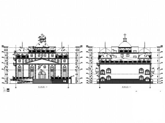 5层钢框架结构教堂结构CAD施工图纸（建筑图纸） - 1