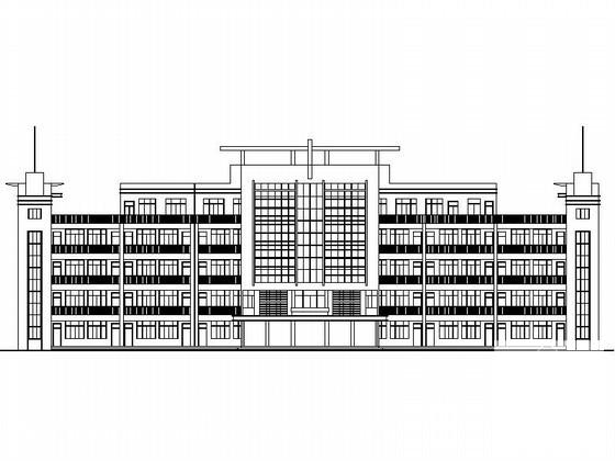 学校5层外廊式教学楼建筑施工CAD图纸 - 1