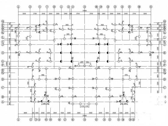 31层剪力墙结构住宅楼结构CAD施工图纸（桩基础）(平面布置图) - 1