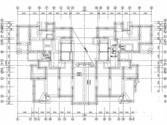 31层剪力墙结构住宅楼结构CAD施工图纸（桩基础）(平面布置图) - 2