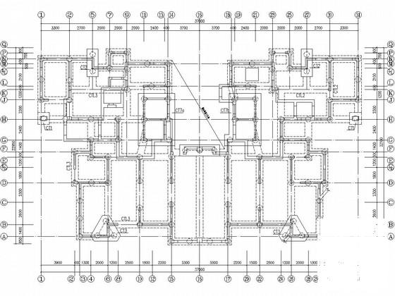 31层剪力墙结构住宅楼结构CAD施工图纸（桩基础）(平面布置图) - 3