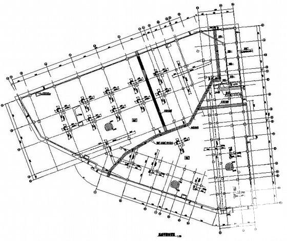 框架结构商住楼结构CAD施工图纸（6层筏板基础）(平面布置图) - 3